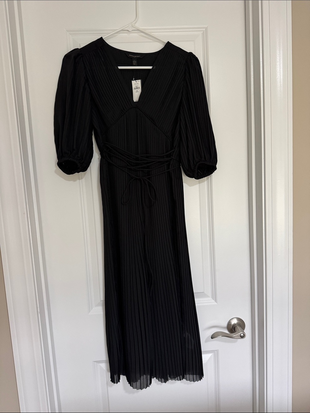 Banana Republic Black Pleated Midi Dress with Detachable Slip Dress